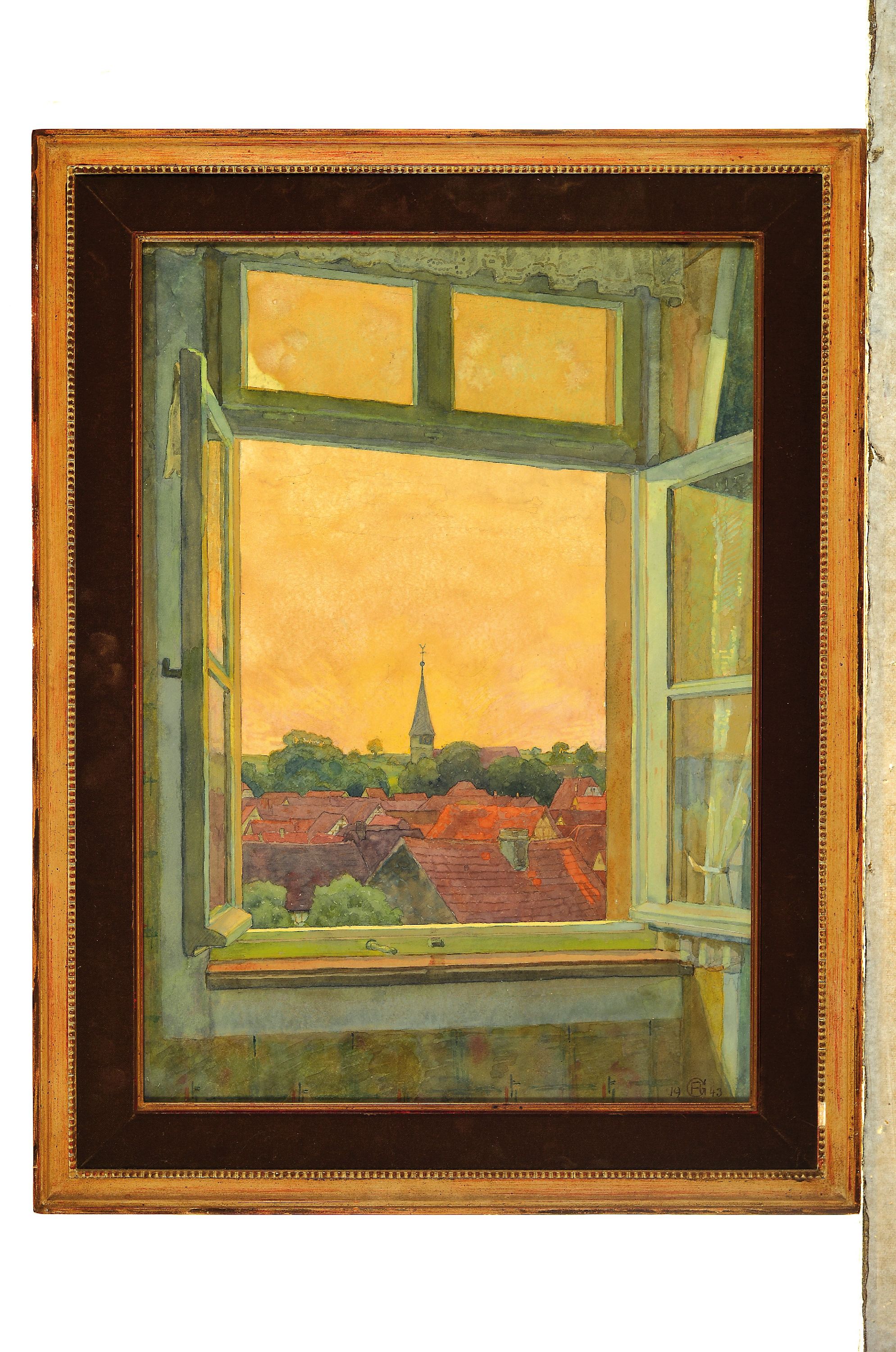 Detail k: August Gebhardt, 1880 Geberschweier/Elsass- 1945 Stein bei Pforzheim, Blick aus dem Fenster des Wochenendhauses in Stein, Aquarell aufPapier, rechts ...
