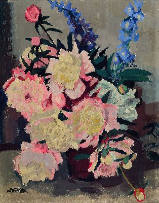 Image 26936791 - Carl Reiser, 1877 Partenkirchen-1950 München, Blumenstillleben, Öl/Malkarton, ...