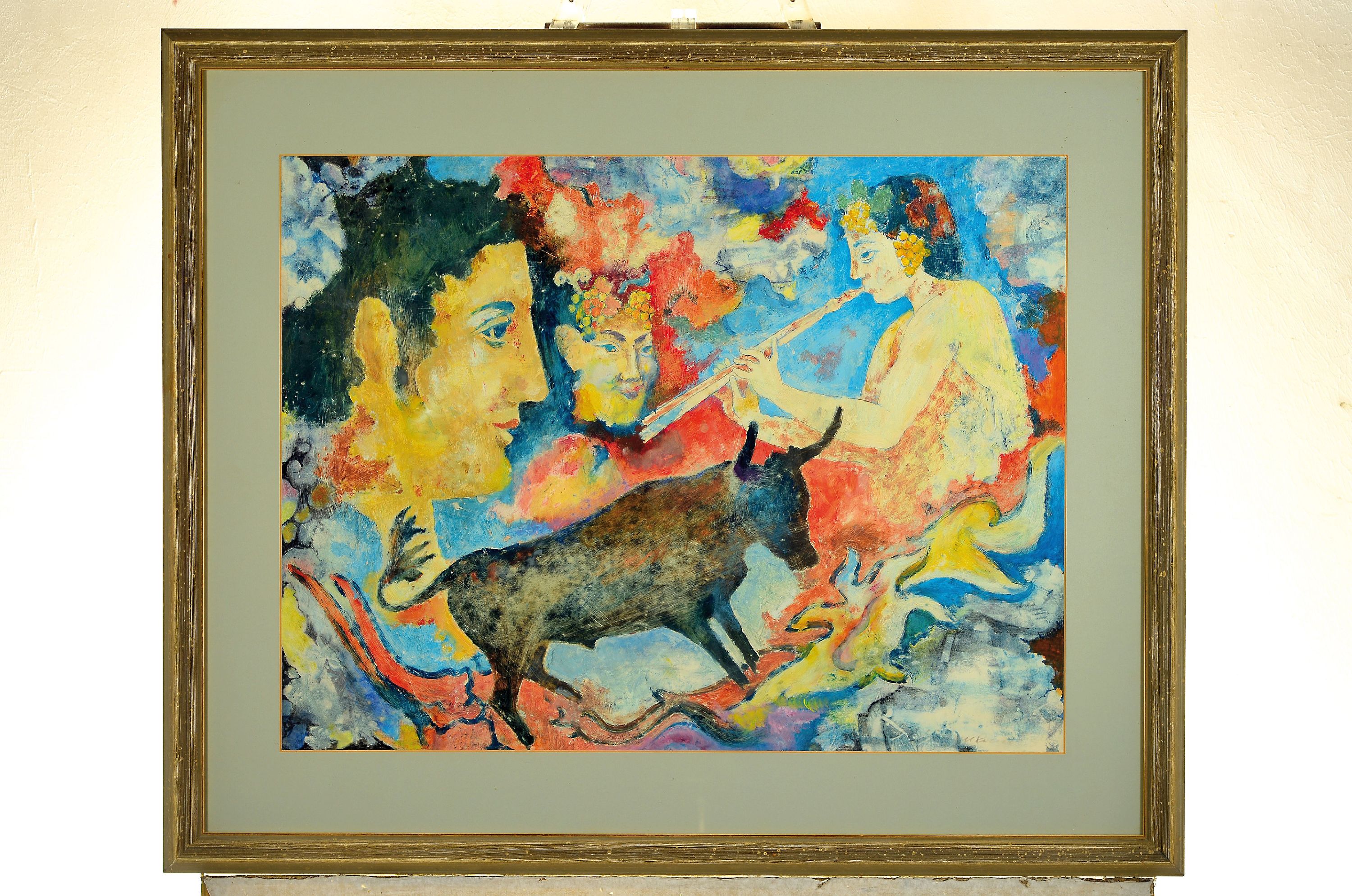 Detail k: Fritz Wiedemann, 1920-1987 Landau, 2 Arbeiten: 1x surrealistische Komposition mit Köpfen, Vase und Ziege, Öl/Lwd, links unten sign. und dat. 1973, ...