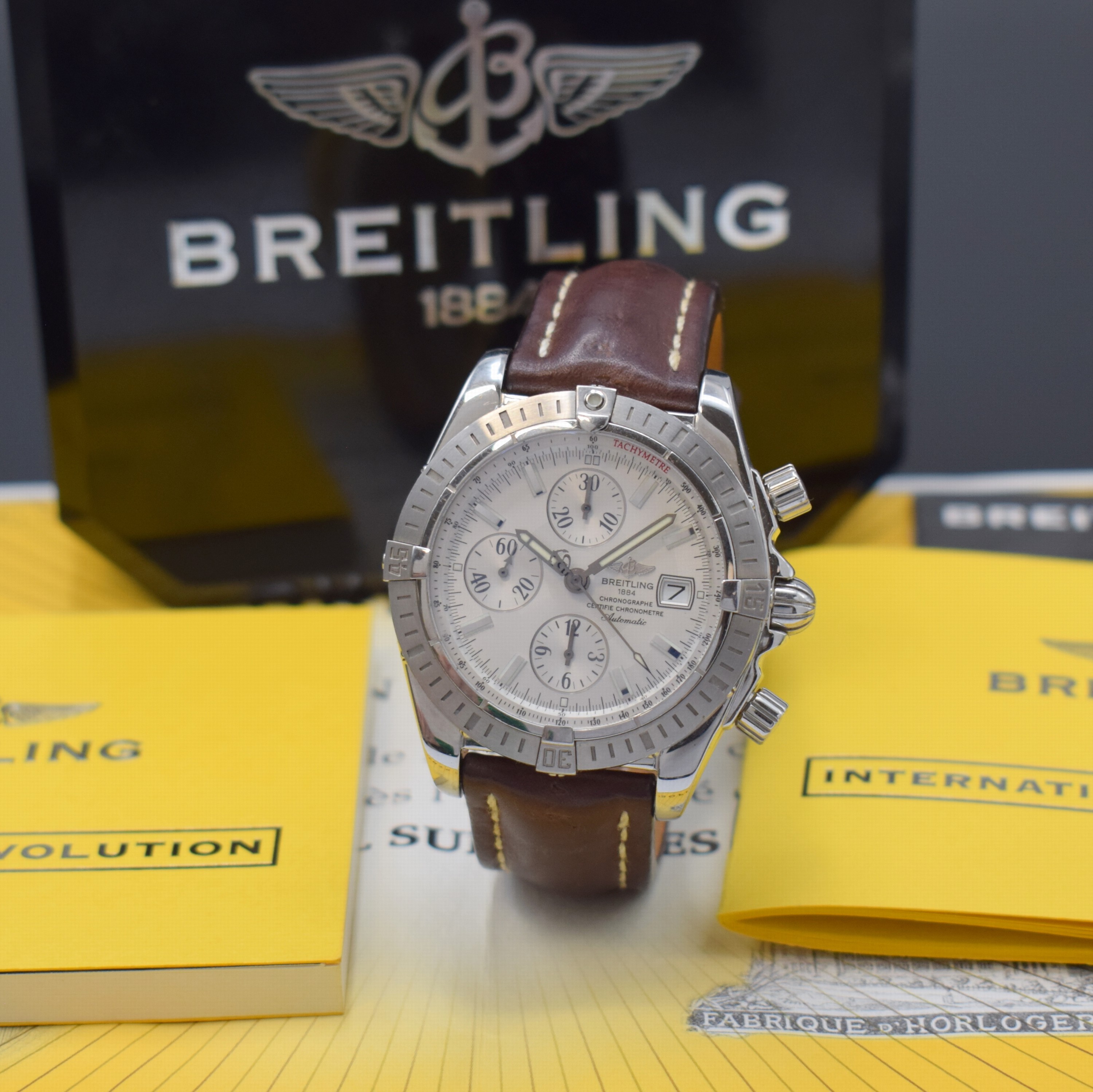 BREITLING Chronomat Evolution Armbandchronograph Referenz A13356, Schweiz verk. lt. beil. Pap. 06/2007, Automatik, verschr. Edelstahlgehäuse, eins. ...