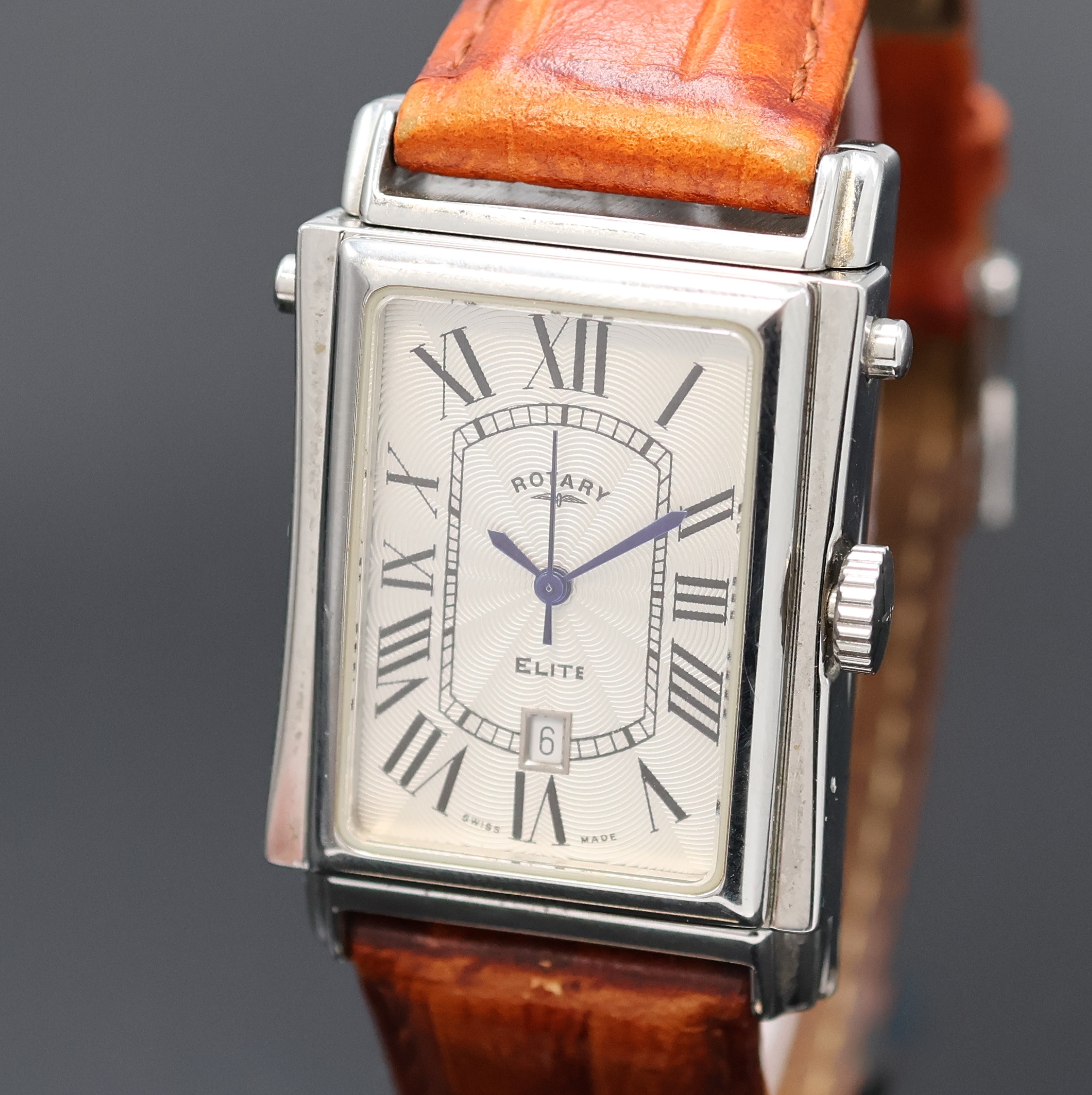 Detail a: ROTARY Herrenarmbanduhr Serie Elite Referenz 10830 mit 2 Zifferblättern, Schweiz um 2005, quarz, ausklappbares Wendegeh. in Stahl inkl. orig. ...