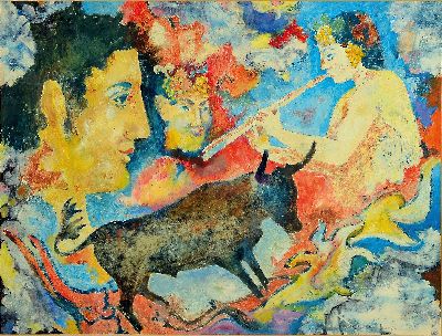Image Fritz Wiedemann, 1920-1987 Landau, 2 work: 1x surrealistic composition with heads, vase ...