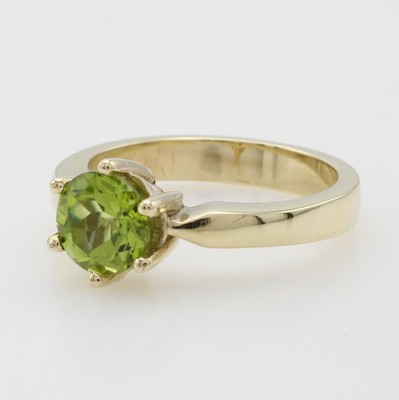 Image Ring mit Peridot, GG 585/000, Peridot ca. 7 mm, Krappenfassung, RW ca. 56 ...