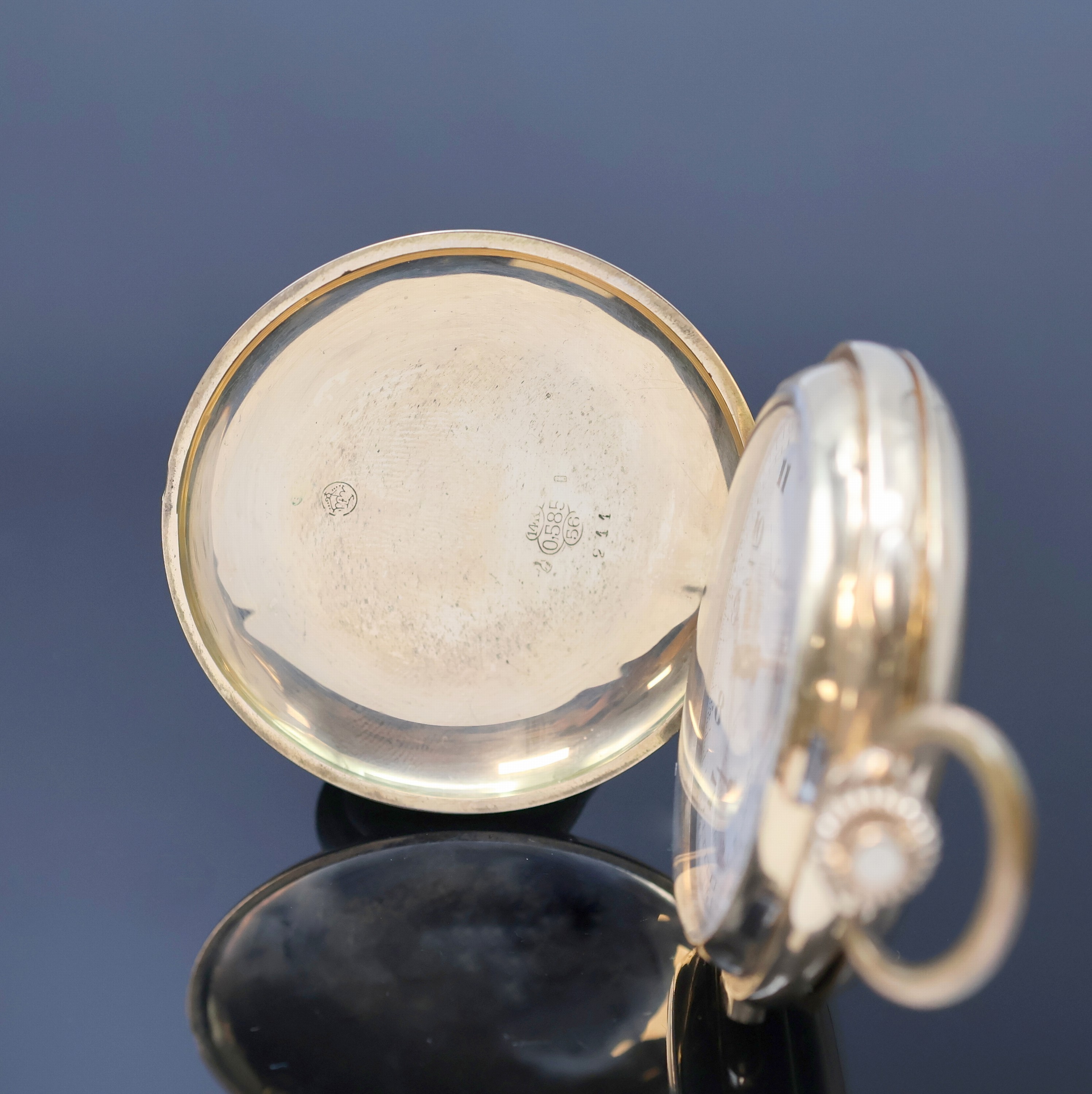 Detail a: INVICTA Savonette Herrentaschenuhr in RG 585/000 mit 1/4 Stunden-Repetition und Schaltradchronograph, Schweiz um 1900, glattes 2-Deckel Goldgeh. ...