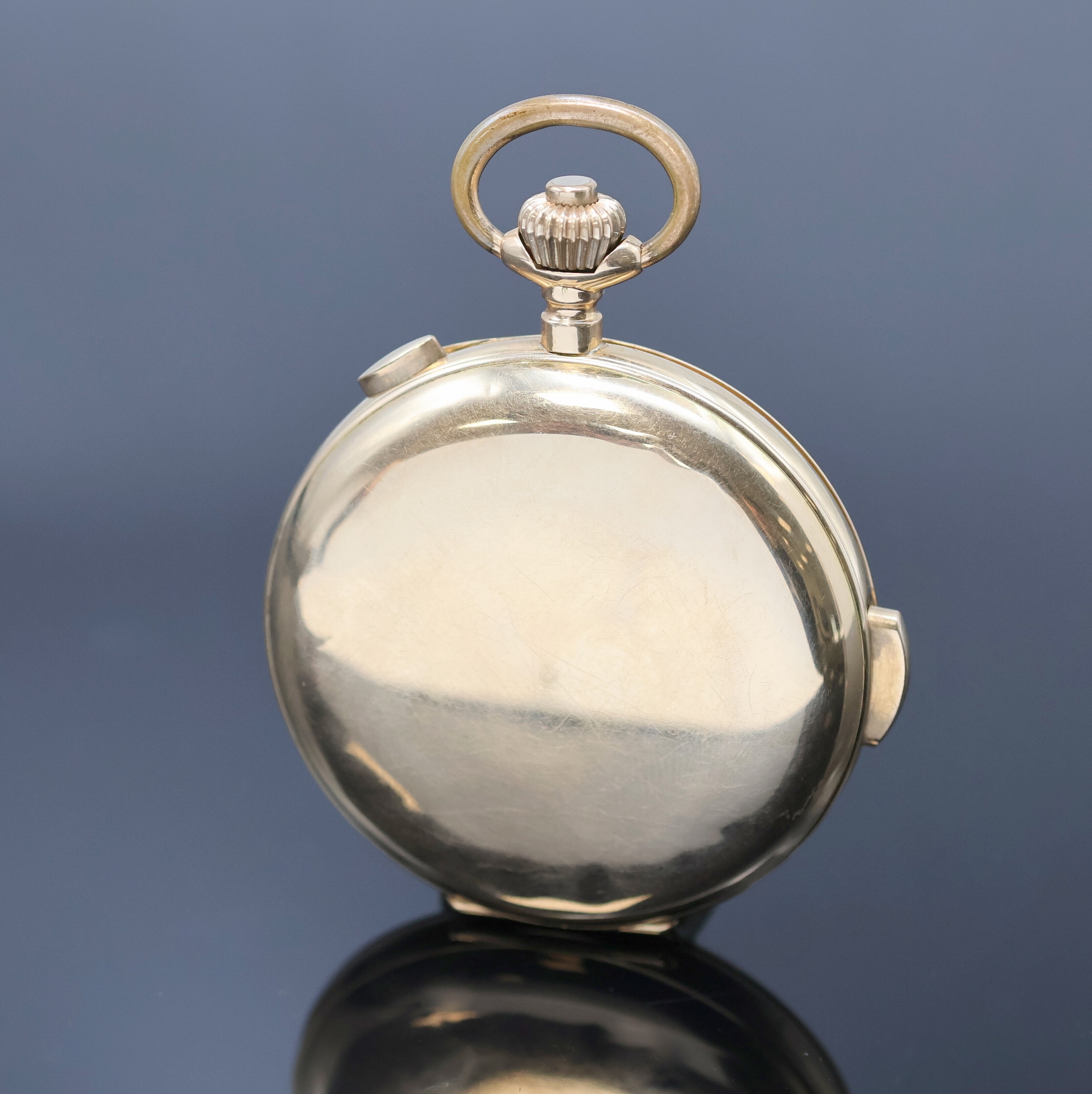 Detail b: INVICTA Savonette Herrentaschenuhr in RG 585/000 mit 1/4 Stunden-Repetition und Schaltradchronograph, Schweiz um 1900, glattes 2-Deckel Goldgeh. ...
