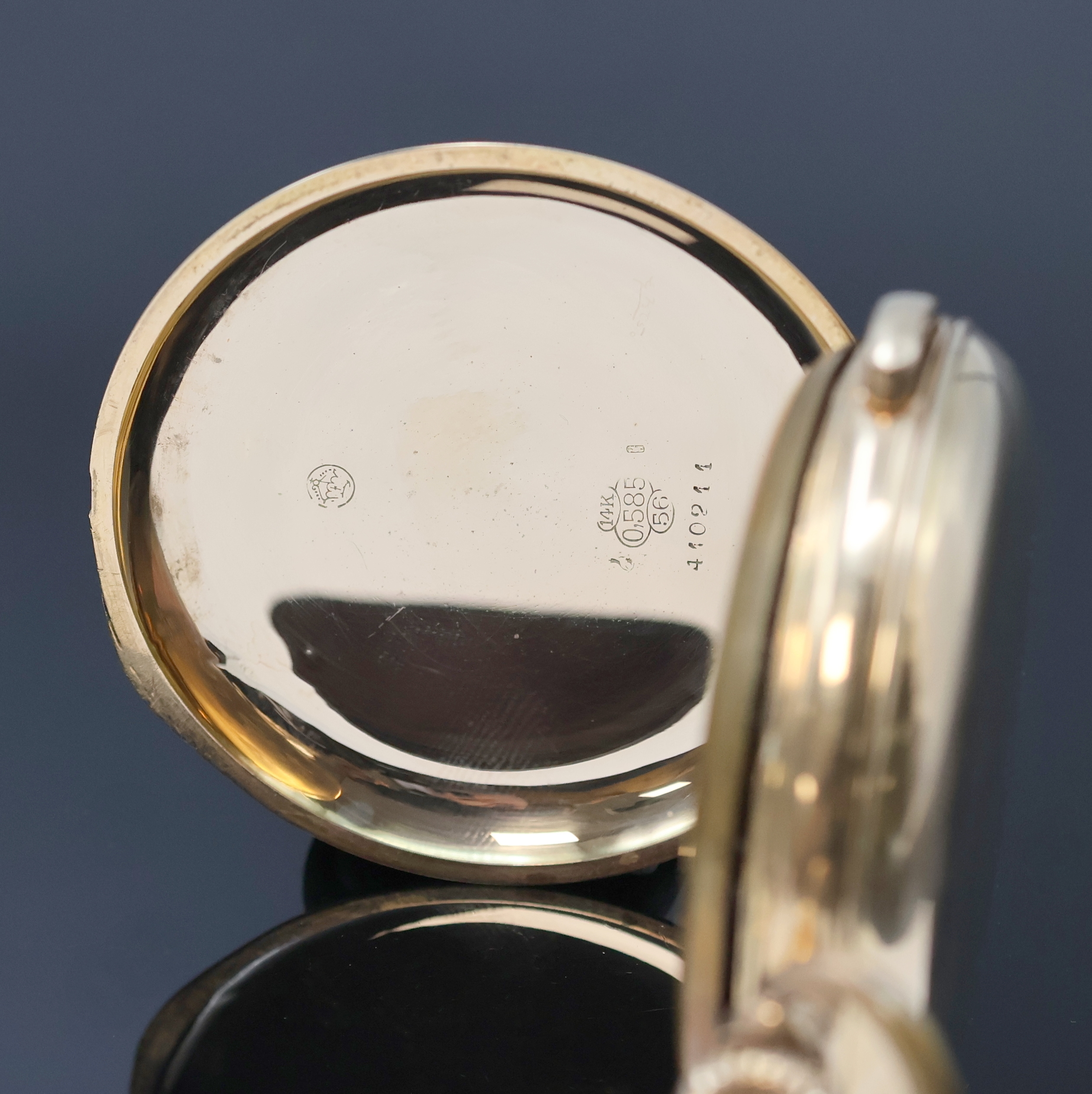 Detail c: INVICTA Savonette Herrentaschenuhr in RG 585/000 mit 1/4 Stunden-Repetition und Schaltradchronograph, Schweiz um 1900, glattes 2-Deckel Goldgeh. ...