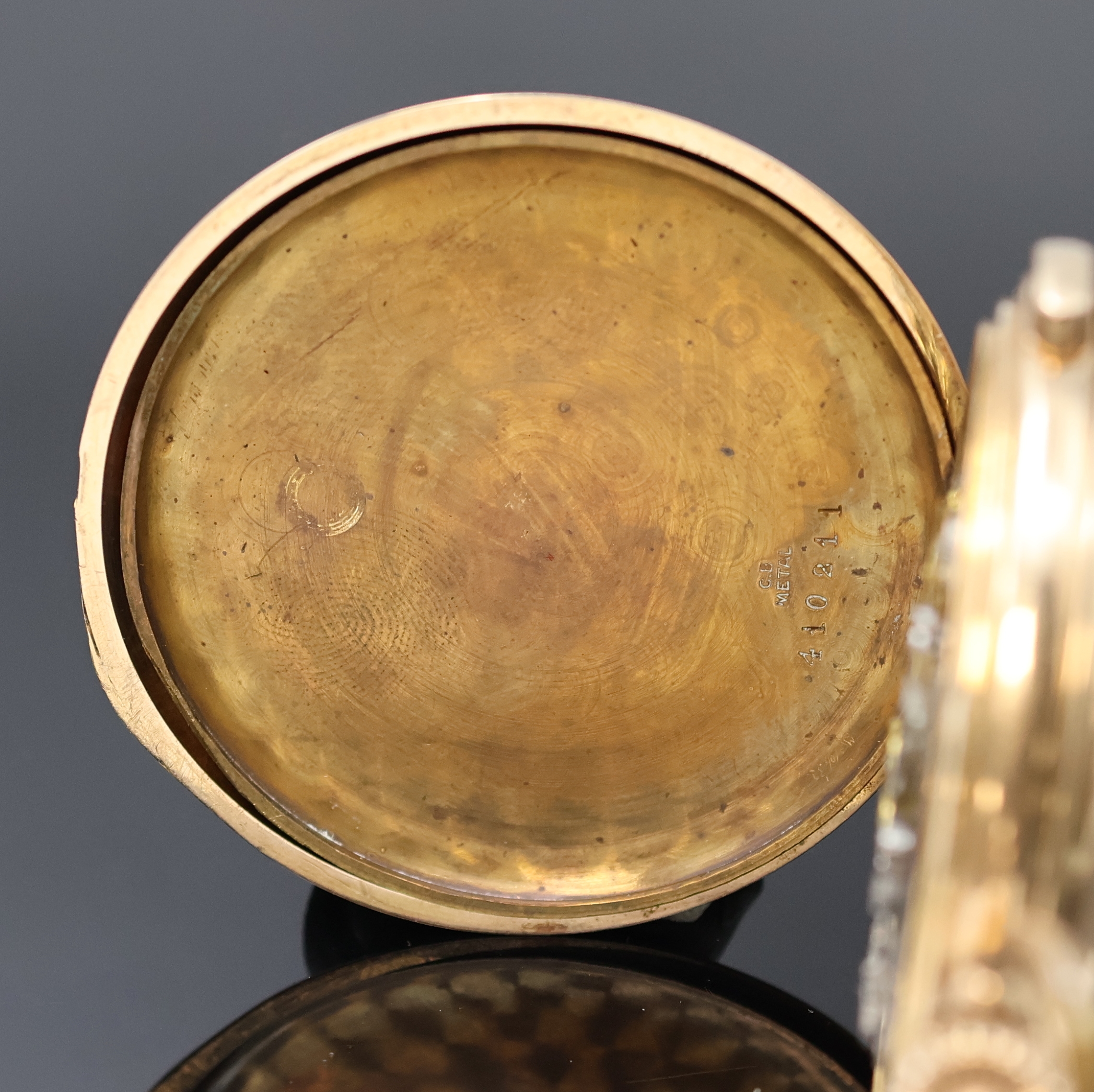 Detail e: INVICTA Savonette Herrentaschenuhr in RG 585/000 mit 1/4 Stunden-Repetition und Schaltradchronograph, Schweiz um 1900, glattes 2-Deckel Goldgeh. ...