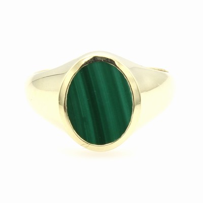 Image 26936911 - Herrenring mit Malachit, GG 585/000, RW ca. 58 Schätzpreis: 1600, - EUR