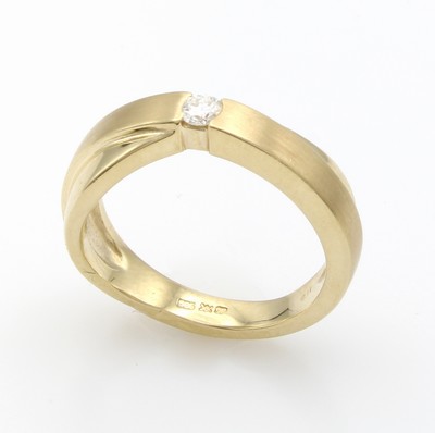 Image 26936947 - Ring mit Brillant, GG/WG 585/000, z.T. matt., 2-reihig anged., Brill. ca. 0.11 ct ...
