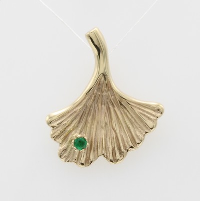 Image Anhänger "Ginkgoblatt" mit Smaragd, GG 585/ 000, fac. Smaragd in ...