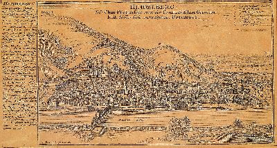 Image 26936986 - Vier Kupferstiche zu Heidelberg, 18. Jh., a. Stadt Heidelberg mit Belagerung von 3 ...