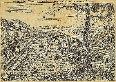 26936986c - Vier Kupferstiche zu Heidelberg, 18. Jh., a. Stadt Heidelberg mit Belagerung von 3 ...