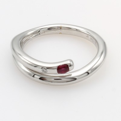 Image 26936990 - Ring mit Rubin und Brillant, WG 585/000, Brill. ca. 0.01 Weiß/si, RW ca. 56 ...