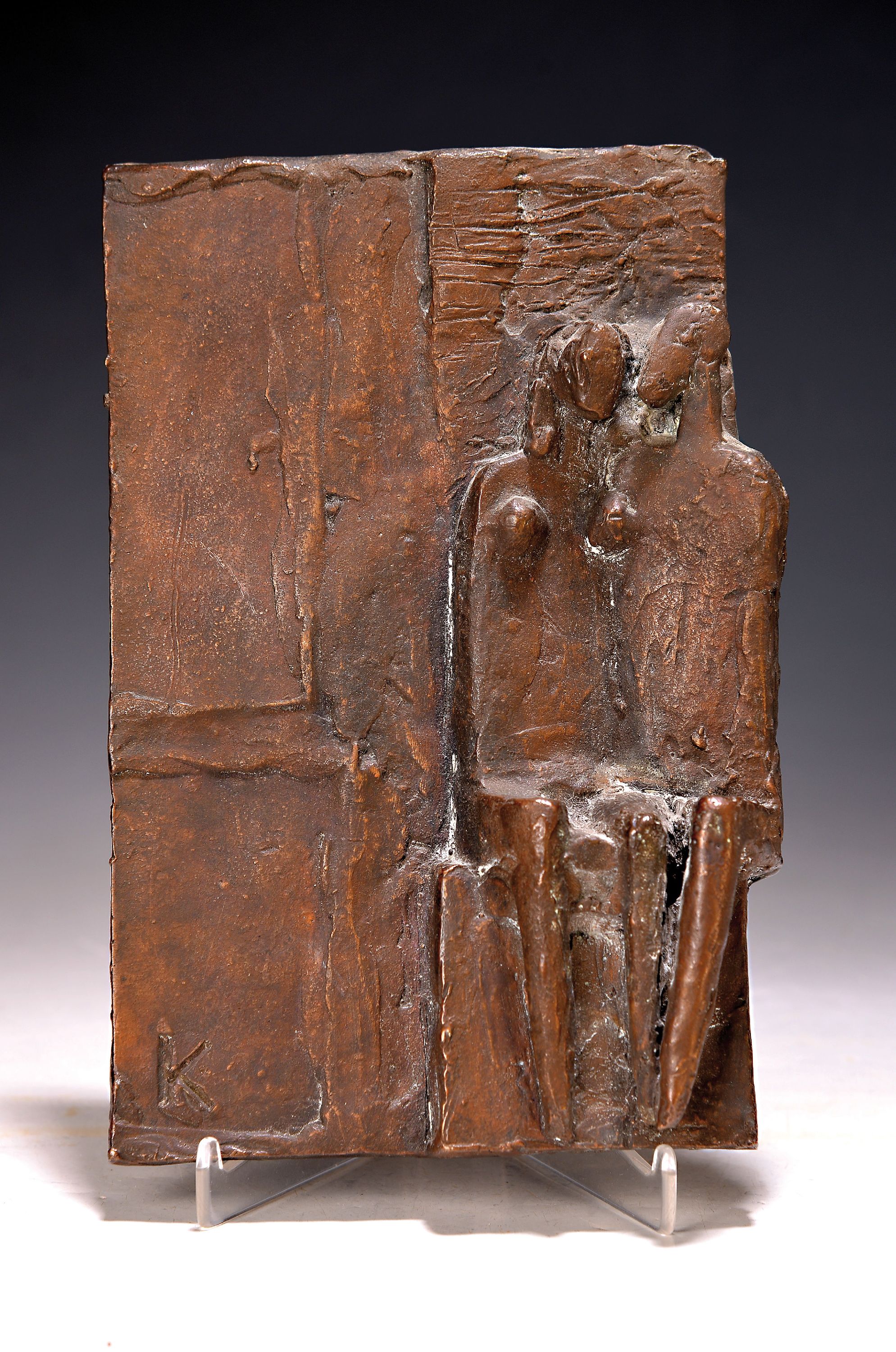 Detail k: Manfred Kieselbach, 1935-2018, Paar, Bronzerelief, rechts unten monogr., ca. 22.5x15cm