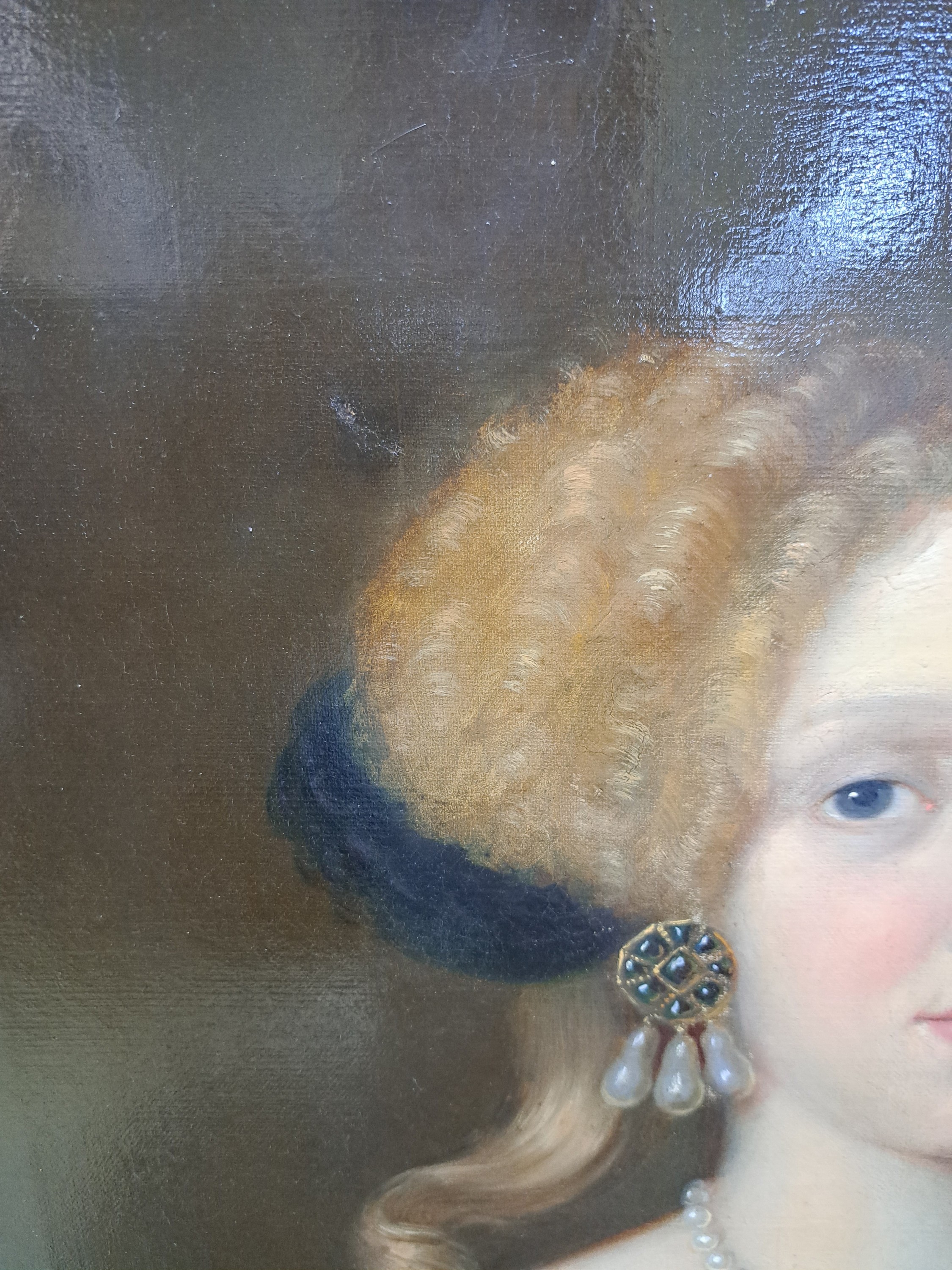 Detail a: Unbekannter Barockmaler, 17./18. Jh., Porträt der Prinzessin Anna Sophia, Tochter des Landgrafen Georg II von Hessen, Äbtissin des Stifts ...