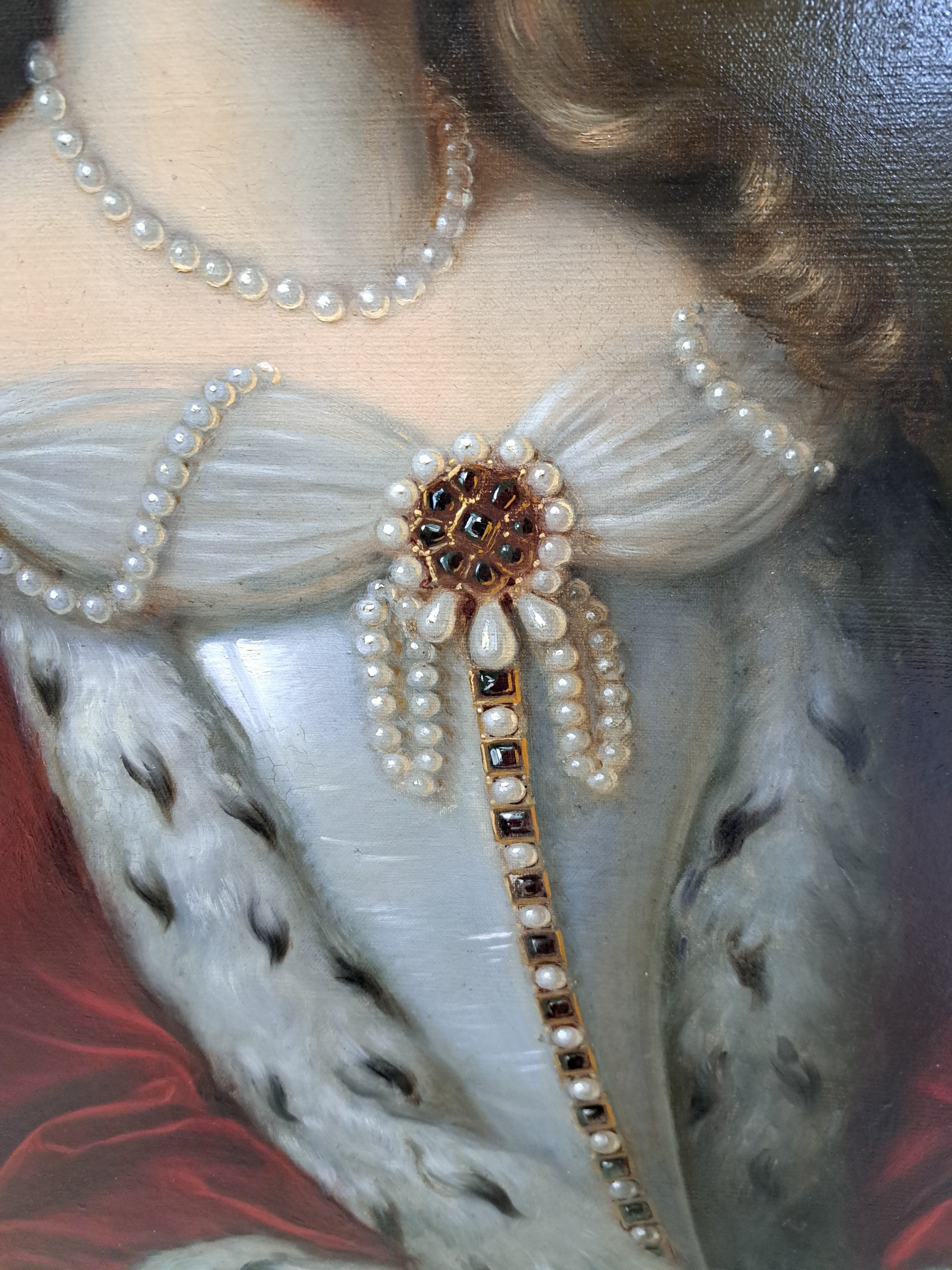 Detail d: Unbekannter Barockmaler, 17./18. Jh., Porträt der Prinzessin Anna Sophia, Tochter des Landgrafen Georg II von Hessen, Äbtissin des Stifts ...