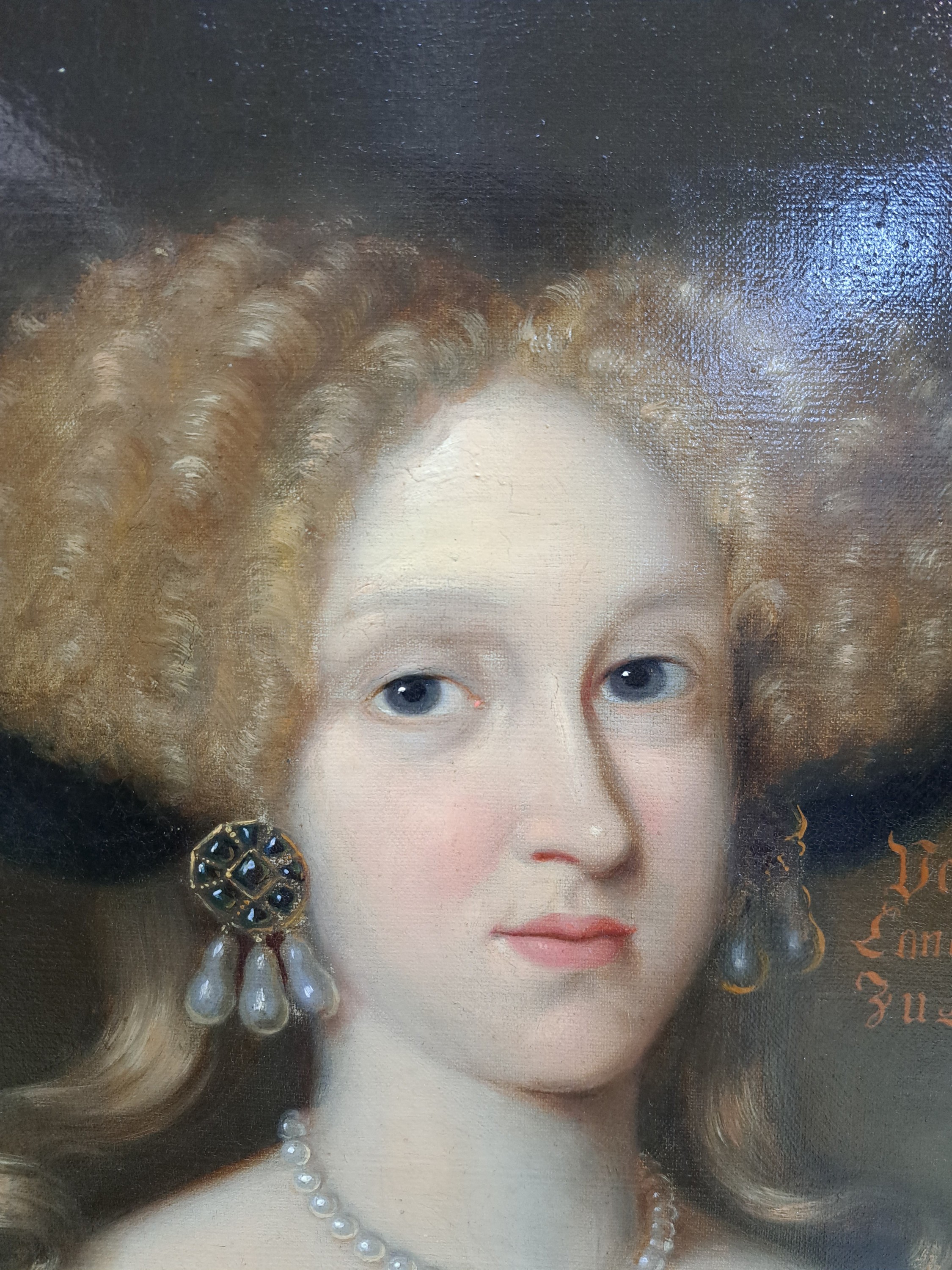 Detail e: Unbekannter Barockmaler, 17./18. Jh., Porträt der Prinzessin Anna Sophia, Tochter des Landgrafen Georg II von Hessen, Äbtissin des Stifts ...