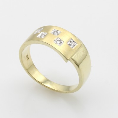 Image 26937020 - Ring mit Brillanten, GG 585/000, 5 Brill. zus. ca. 0.05 ct Weiß/si, z.T. matt., RW ...