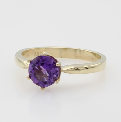 Image 26937026 - Ring mit Amethyst, GG 585/000, Amethyst in Krappenfassung ca. 7 mm, RW ca. 57 ...
