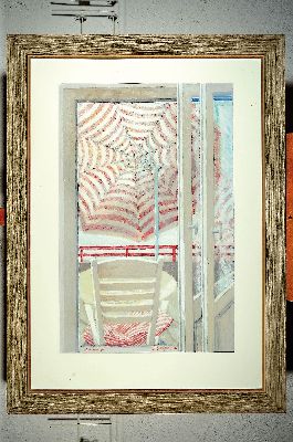 26937039k - Lutz Raffel, geb. 1943 Ostpreussen, Sonnenschirm, Tempera auf Malkarton, betitelt, ...