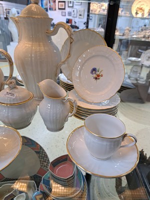 Image 26937041a - coffee set, KPM Berlin, Rocaille, 20th c., white, large and small coffee pot, 6 cups with ...