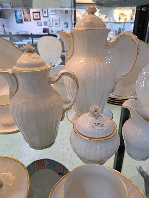 Image 26937041c - coffee set, KPM Berlin, Rocaille, 20th c., white, large and small coffee pot, 6 cups with ...