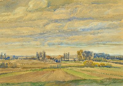 Image 26937045 - Werner Brand, 1933-2021, Landschaft in der Vorderpfalz, Aquarell auf Papier, links unten ...