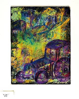Image Esteban Fekete, 1924-2009, Der Traktor, Mischtechnik auf Papier/Karton, rechts unten ...