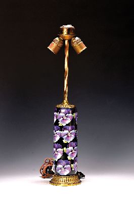 Image 26937076 - Tischlampe, Sontag & Söhne Geiersthal, um 1930, Porzellanfuß mit buntem ...