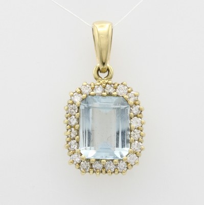 Image Anhänger mit Aquamarin und Brillanten, GG 585/000, Aquam. umfasst v. Brill. zus. ...