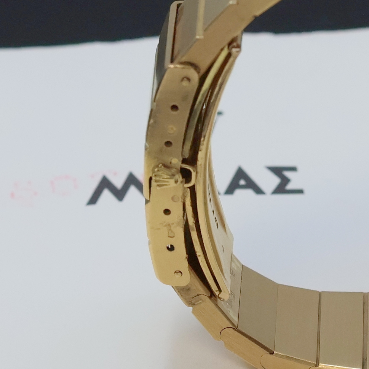 Detail d: ROLEX seltene Herrenarmbanduhr King Midas Nummer 407 der ersten Serie Referenz 9630, Handaufzug, massives, asymmetrisches GG 750/000 Geh. in Form ...