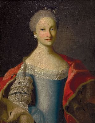 Image 26937103 - Unbekannter Barockmaler, 17. Jh., Porträt einer jungen Adligen im blauen Kleid, ...