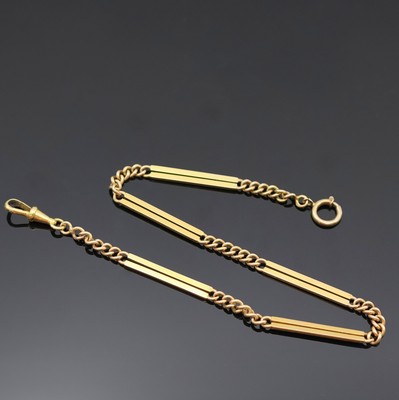 Image 26937143 - Taschenuhrkette in GG 585/000, mit Federring und Karabiner, L. ca. 30,5 cm, Gew. ca. ...