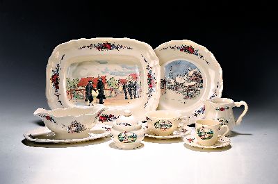 Image Umfangreiches Kaffee- und Speiseservice Sarreguemines, "Obernai", 2. ...