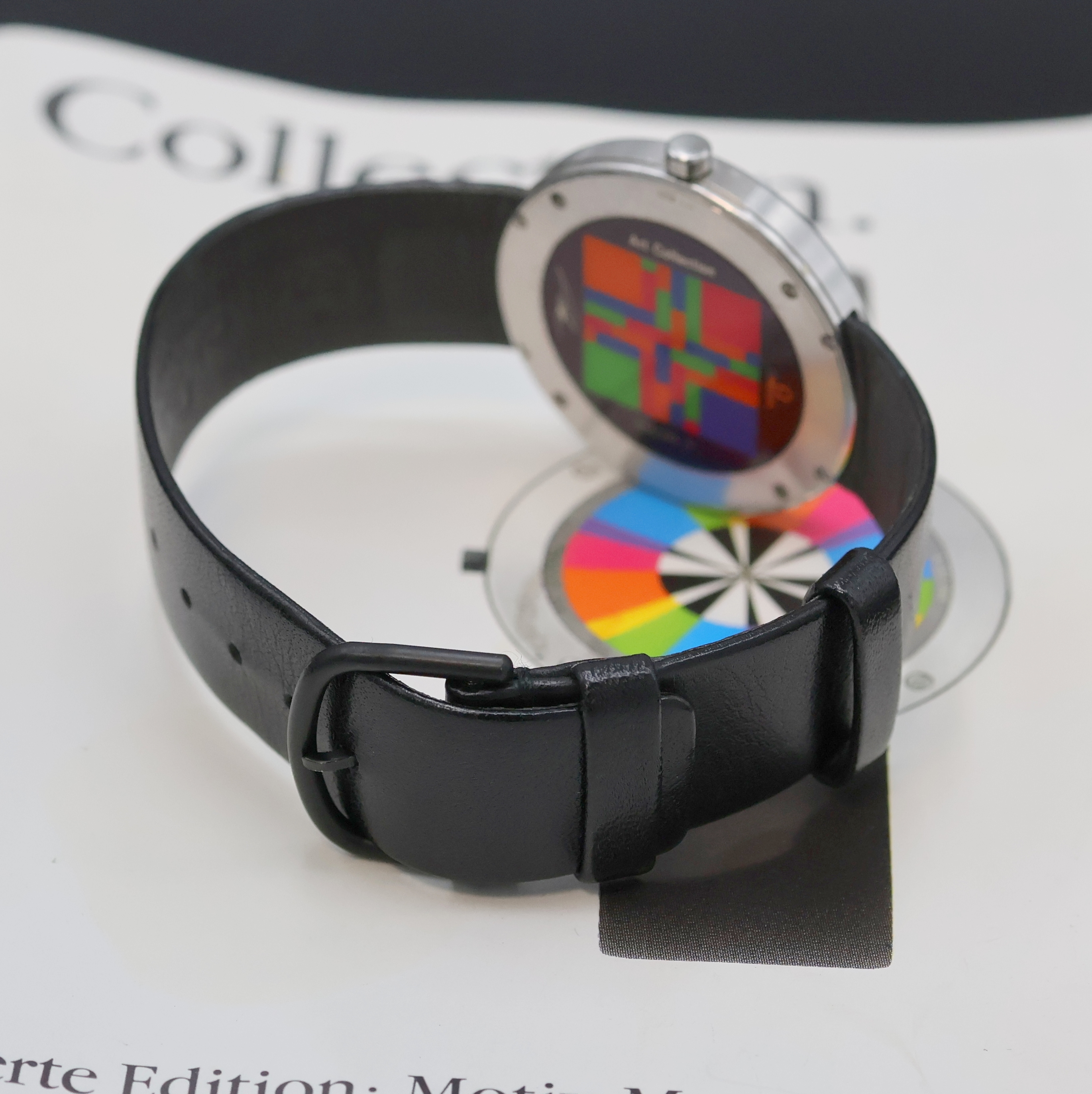 Detail b: OMEGA Art Edition Richard Paul Lohse auf 999 Stück limitierte Armbanduhr in WG 750/000 Referenz 1950430/5950430, Schweiz um 1990, quarz, 4-fach ...