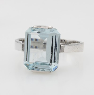 Image Ring mit Aquamarin, WG 585/000, achteckiger Aquam. ca. 4.63 ct, RW ca. 58 ...