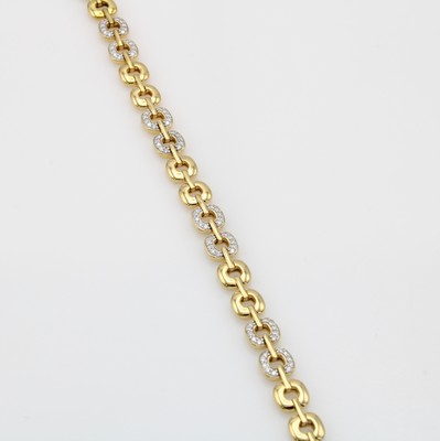 Image Gliederarmband mit Brillanten, GG 585/000 z.T. rhod., rechteck. Glieder z.T. bes. m. ...