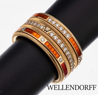Image 26937238 - 18 kt Gold WELLENDORFF Brillant-Ring mit Email, GG 750/000, Modell "Glück ...