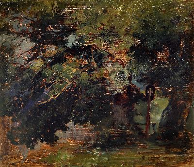 Image 26937245 - Heinrich von Zügel, 1850 Murrhardt - 1941 München, Studie, Baumgruppe mit ...