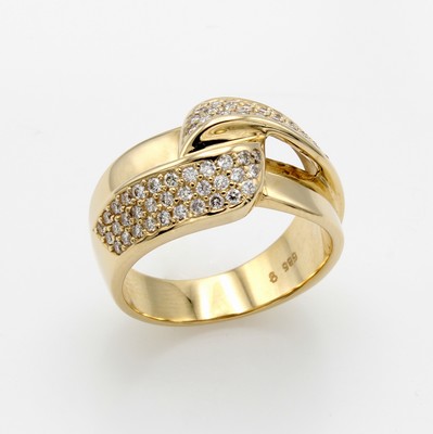 Image Ring mit Brillanten, GG 585/000, verschlungene Optik, 66 Brill. zus. ca. 0.65 ct ...