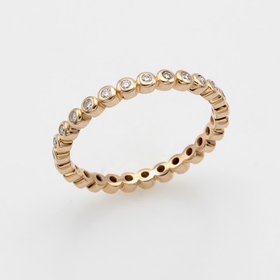 Image Memoryring mit Brillanten, RG 585/000, 27 Brill. in Zargenfassungen zus. ca. 0.25 ct ...