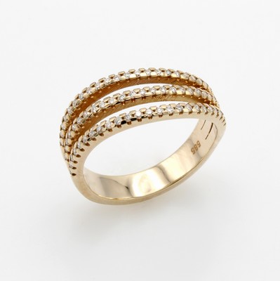 Image Ring mit Brillanten, GG 585/000, wellenförm., 3-rhg. Design, 73 Brill. zus. ca. ...