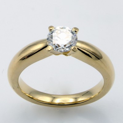 Image Ring mit Brillant, GG 750/000, Brill. ca. 1.00 ct Weiß/si1 in Krappenfassung, RW ...