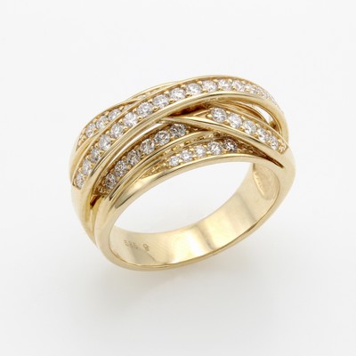 Image Ring mit Brillanten, GG 585/000, mehrrhg., überkreuztes Design, 51 Brill. zus. ca. ...