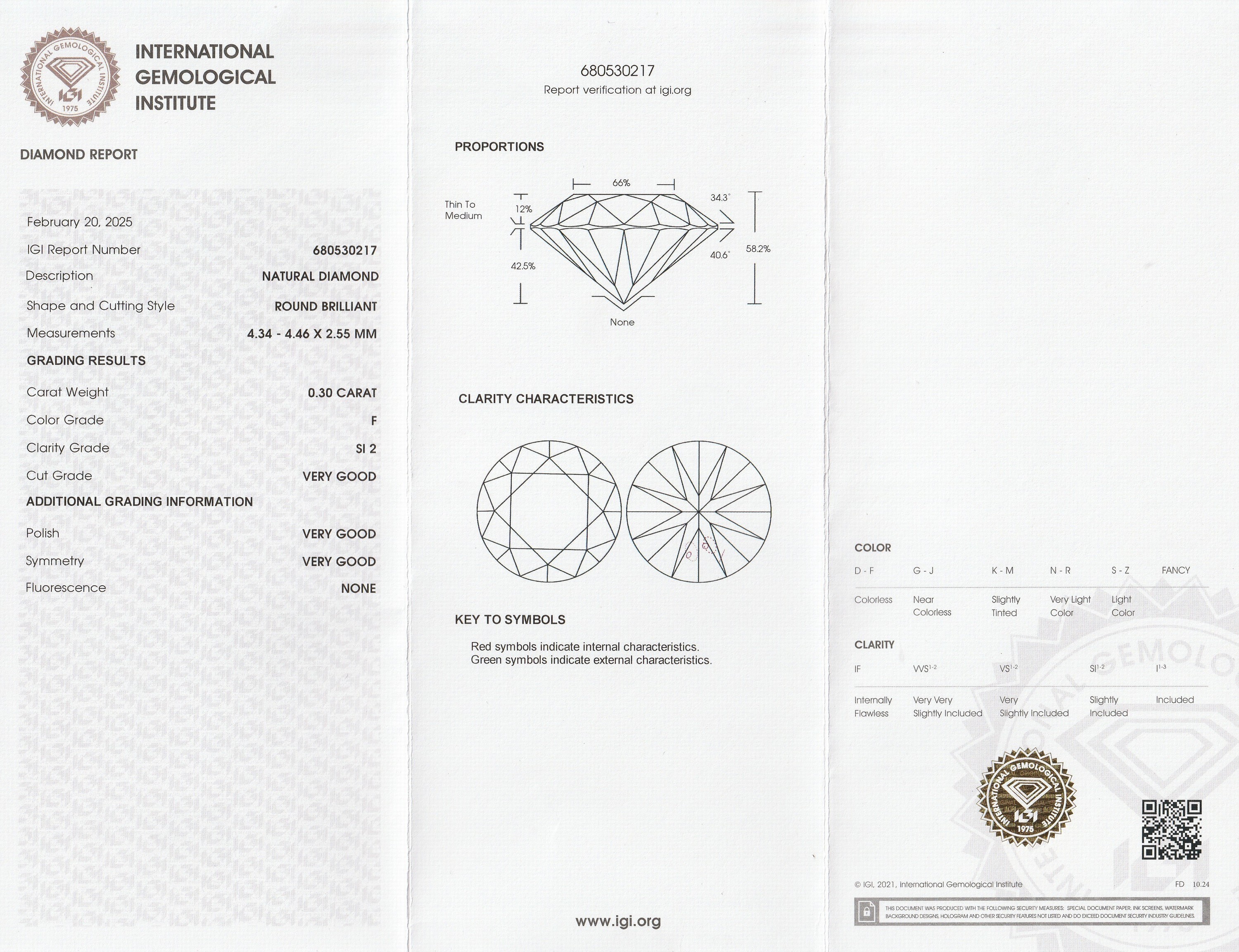 Detail a: Loser Brillant, 0.30 ct feines Weiß+(F)/si2, eingeschweißt, mit IGI-Expertise