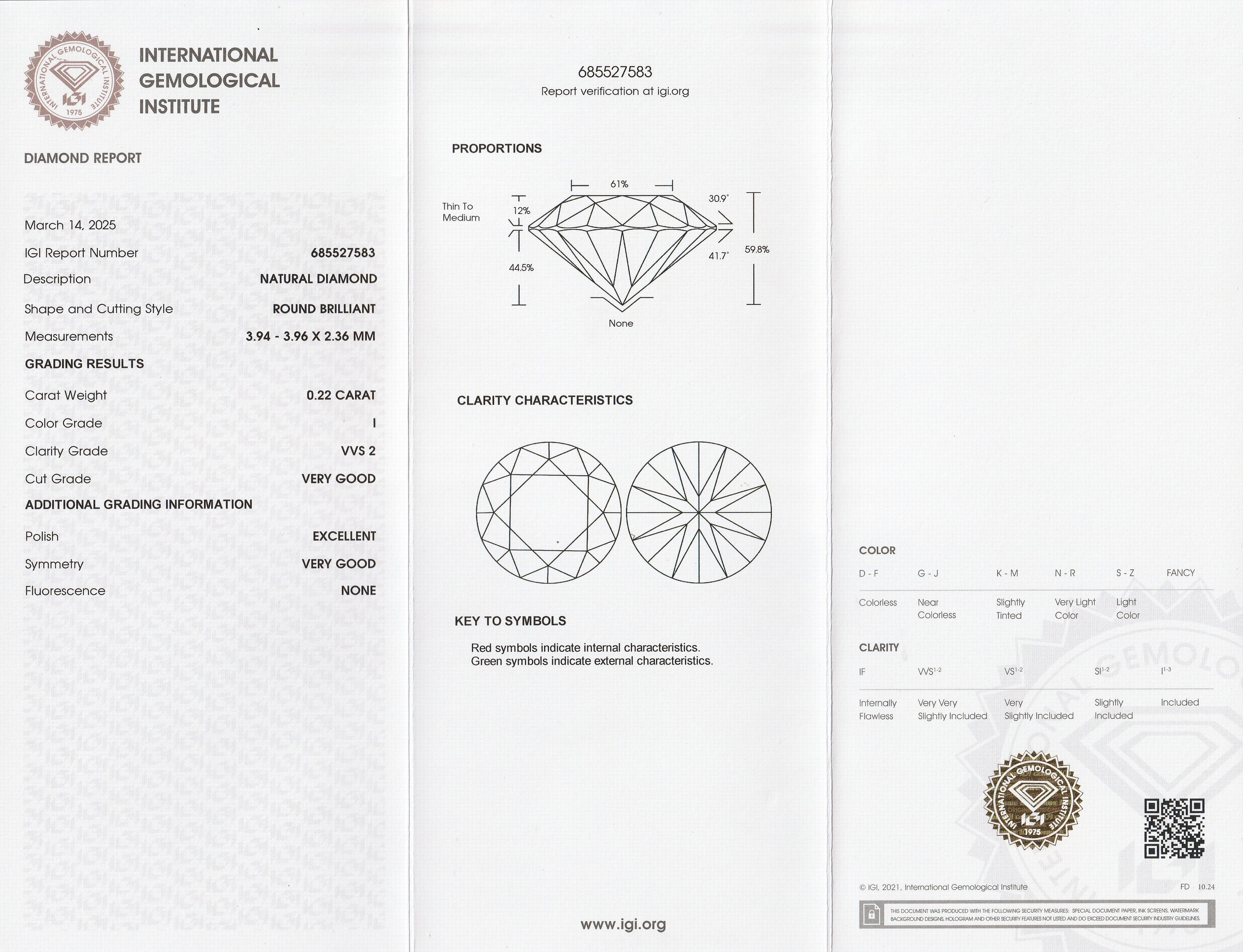 Detail a: Loser Brillant, 0.22 ct l.get.Weiß(I)/vvs2, eingeschweißt, mit IGI-Expertise