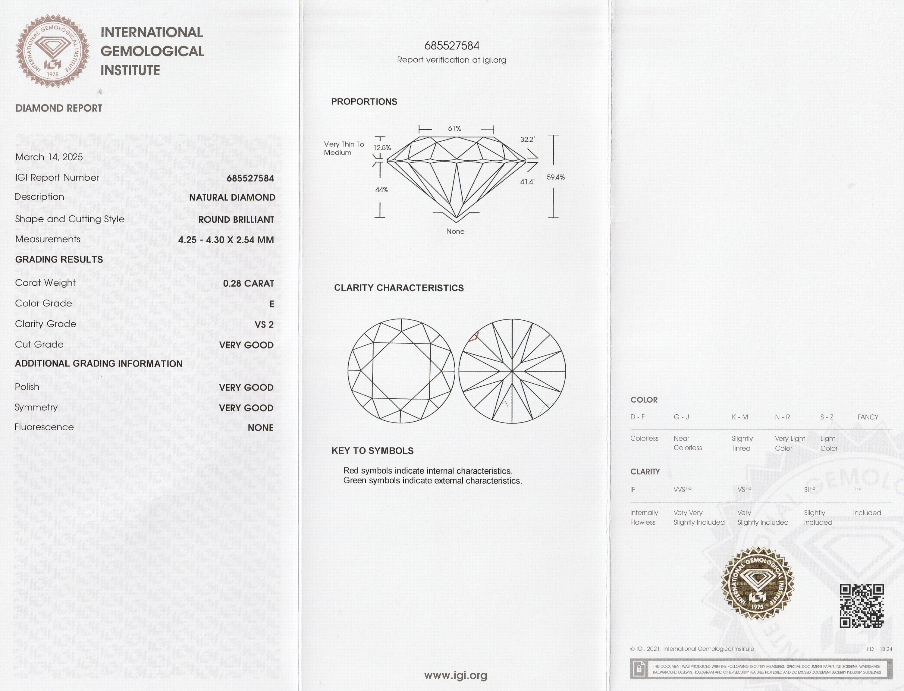 Detail a: Loser Brillant, 0.28 ct hochfeines Weiß(E)/vs2, eingeschweißt, mit IGI-Expertise