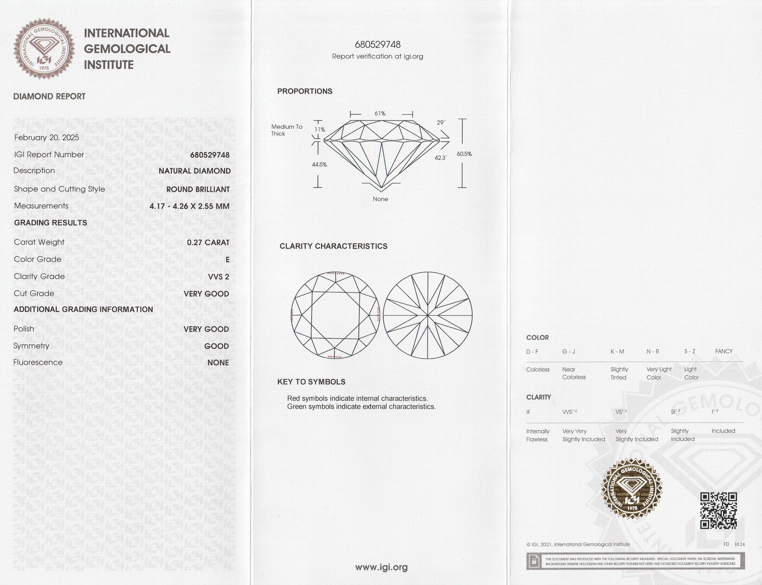 Detail a: Loser Brillant, 0.27 ct hochfeines Weiß(E)/vvs2, eingeschweißt, mit IGI-Expertise