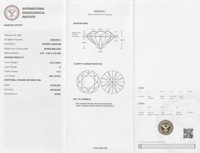 26937320a - Loser Brillant, 0.25 ct hochfeines Weiß+ (D)/vs2, eingeschweißt mit ...