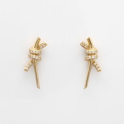 Image Paar Ohrstecker mit Brillanten, GG 585/000, verschlungene Stäbe z.T. bes. m. ...